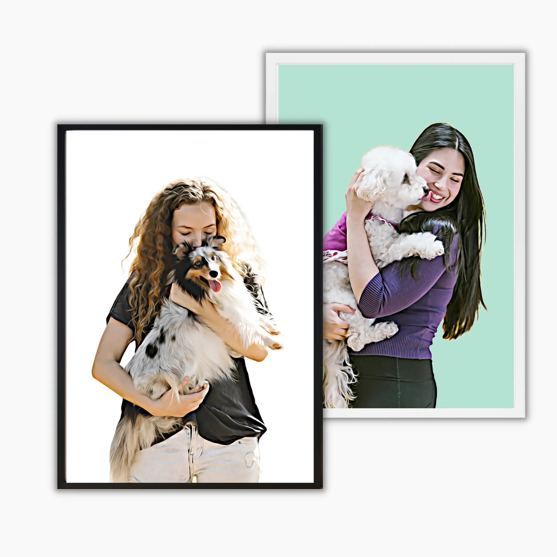 owner and pet personalised portrait