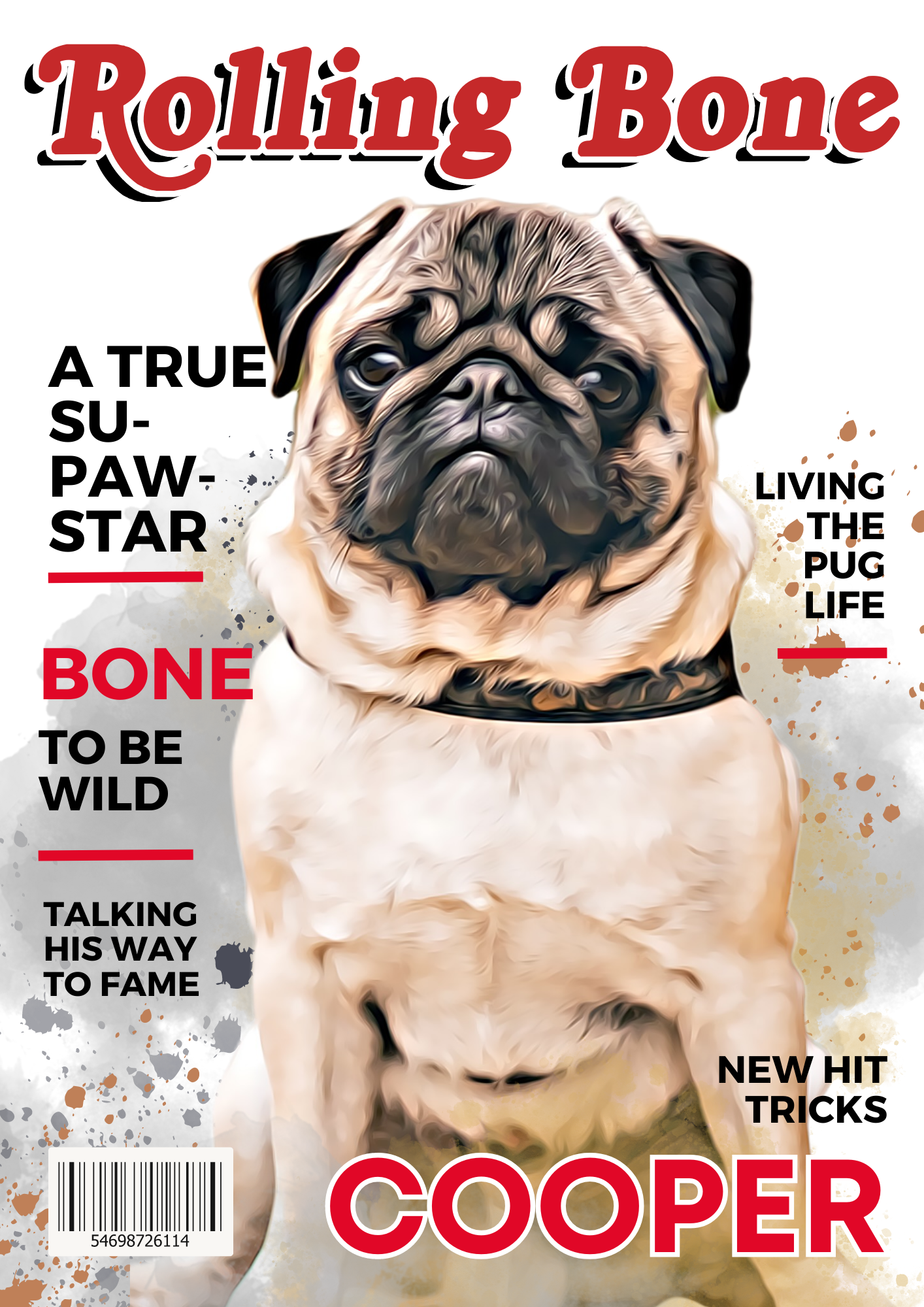 custom pet portrait magazine style